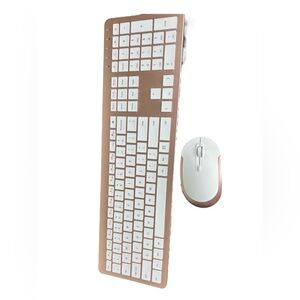 Seenda Wireless Keyboard and Mouse Set - Rose Gold and White